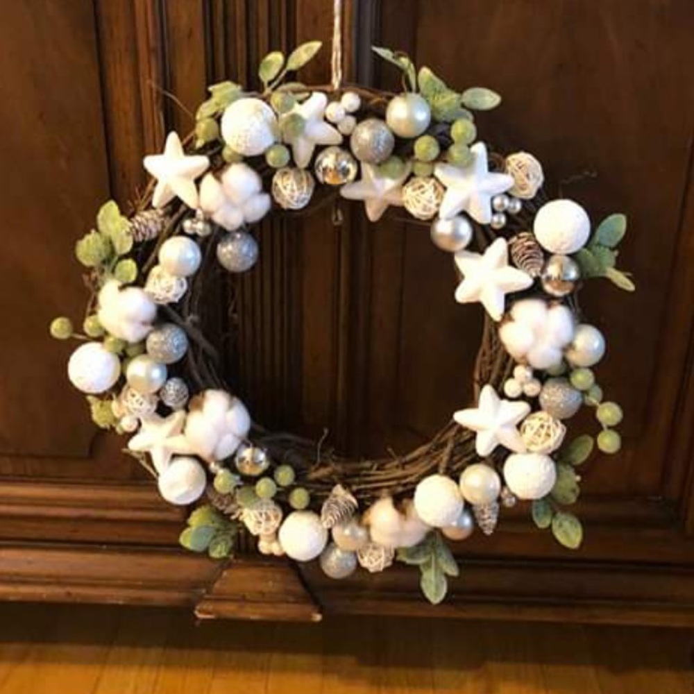 Modern Farmhouse Cotton Silver Wreath